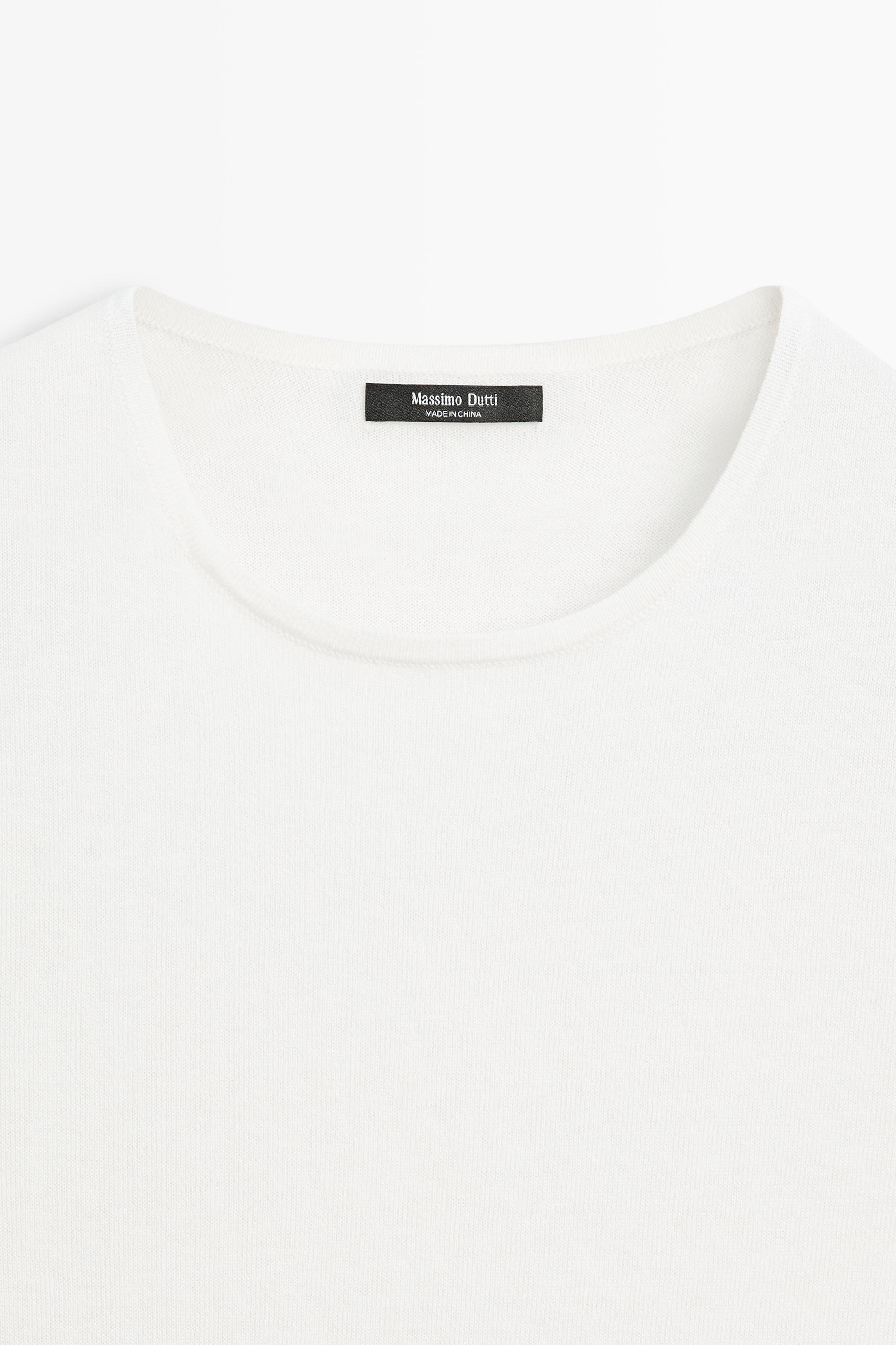 Cotton blend knit short-sleeve sweater